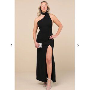 Lulus Keep It Interesting Black Asymmetrical Cutout Halter Maxi Dress - Size XXL